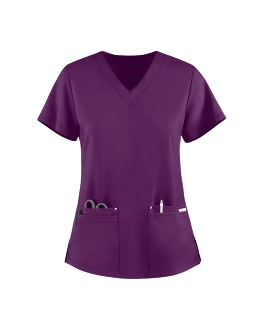 V-Neck Short Sleeve Top Purple