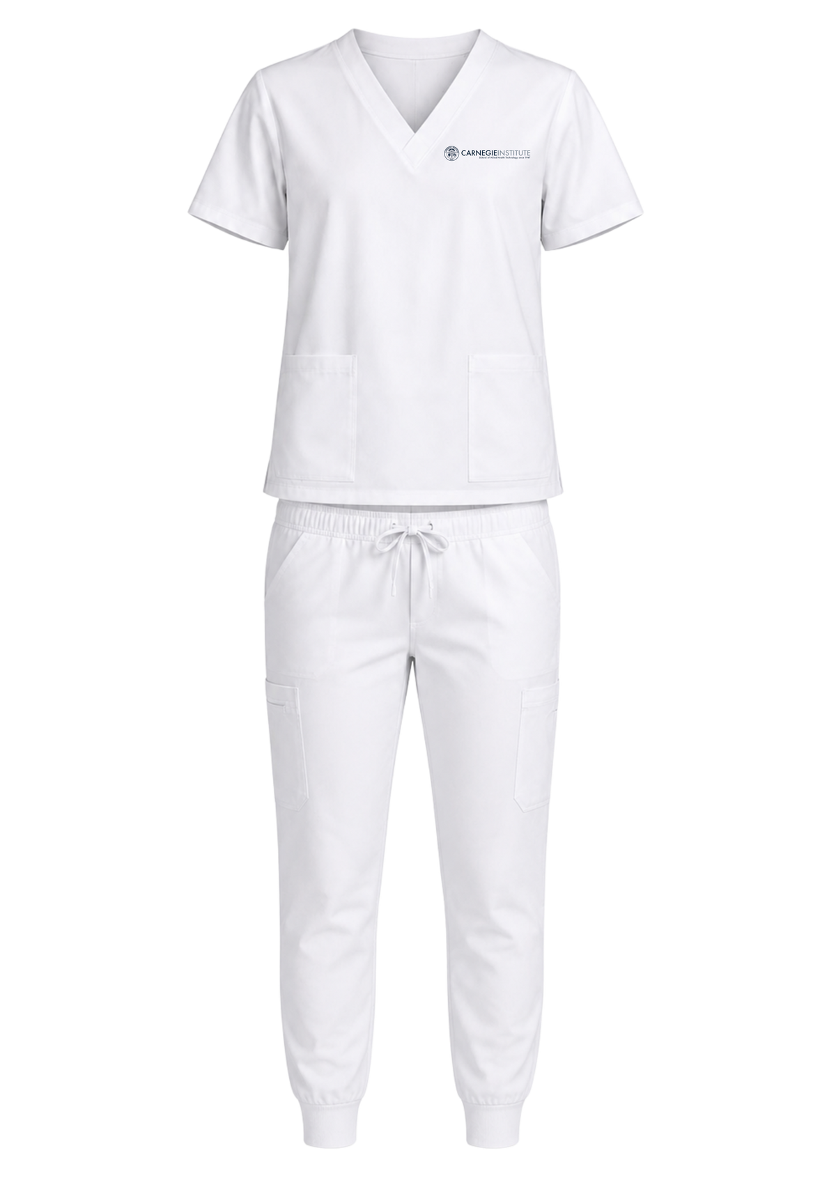 Carnegie Unisex White Scrub Set