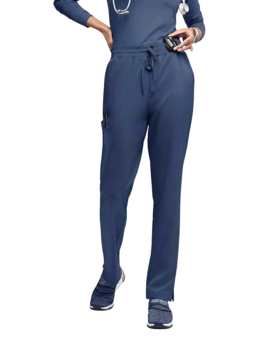 Straight Leg Drawstring Belt Pants Royal Blue