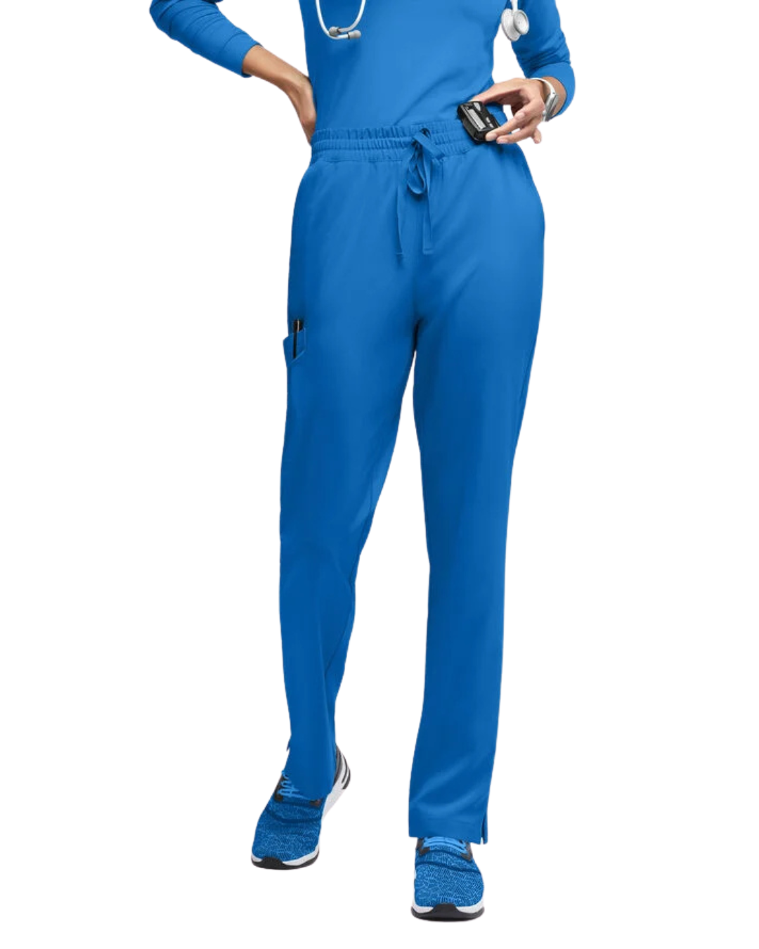 Straight Leg Drawstring Belt Pants Royal Blue