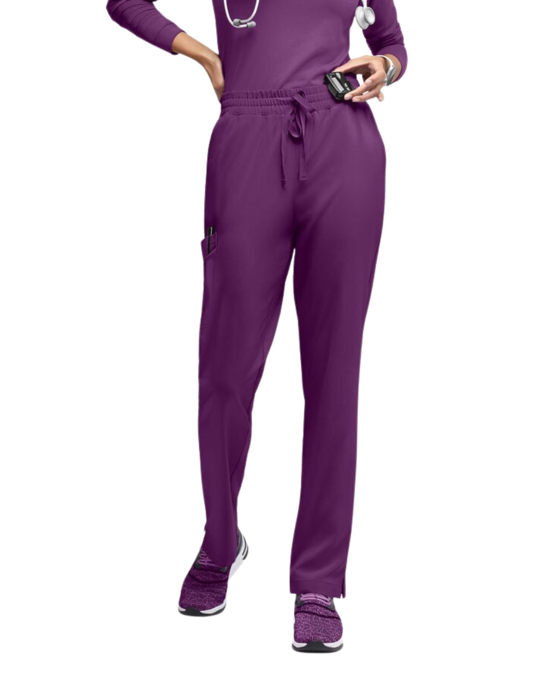 Straight Leg Drawstring Belt Pants Purple