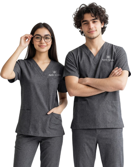Apres Scrubs - Grey Unisex Scrub Top