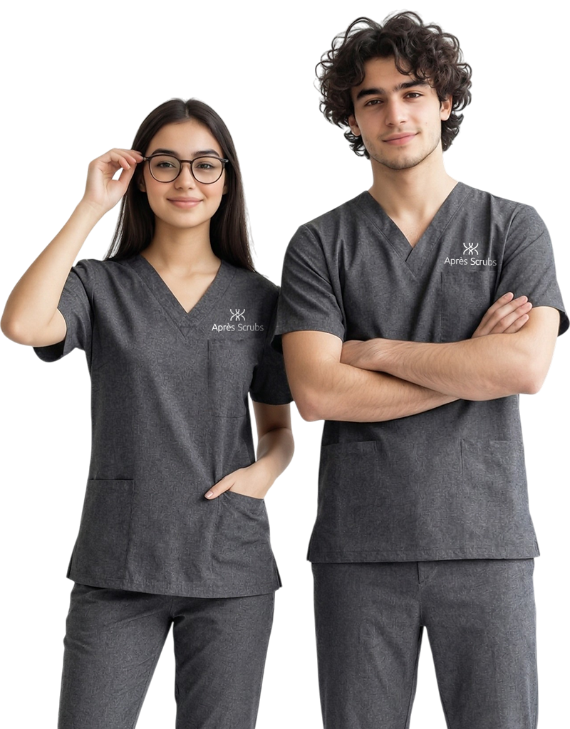 Apres Scrubs - Grey Unisex Scrub Top