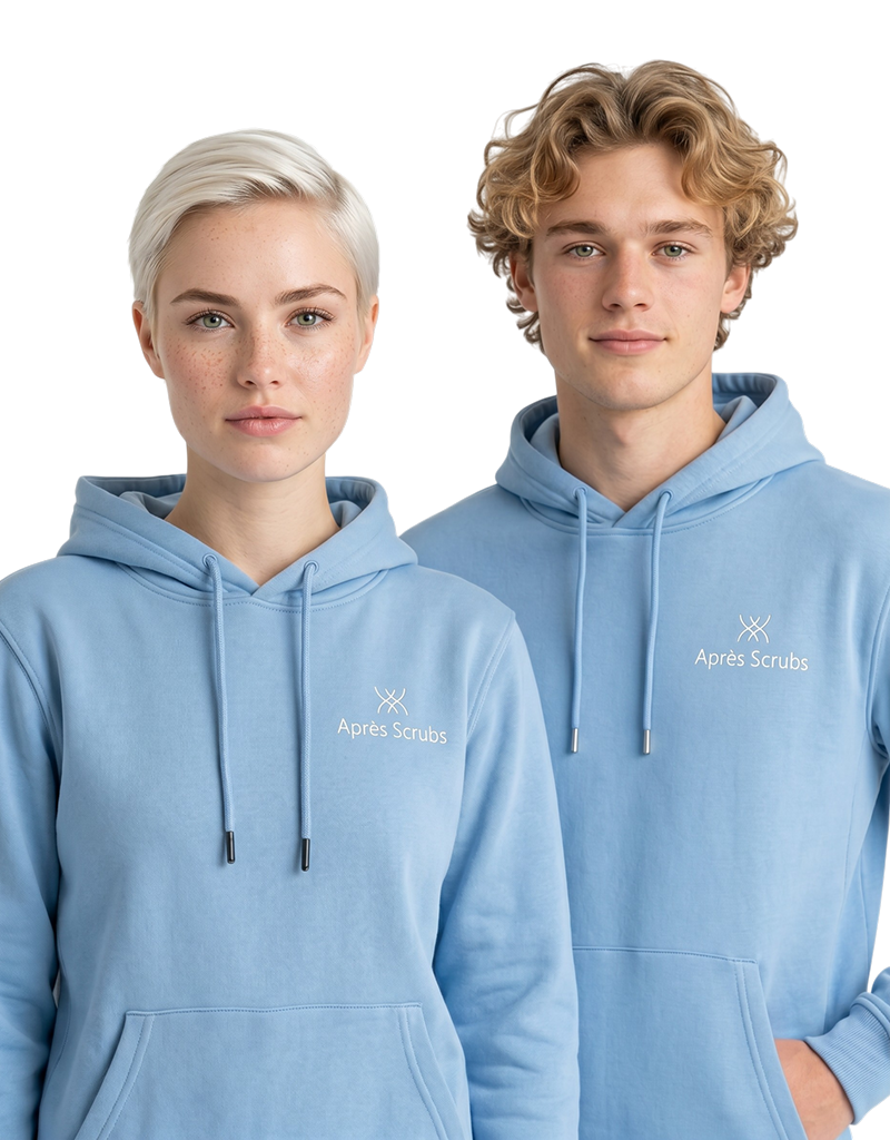 Apres Scrubs — Soft Blue Hoodie Set