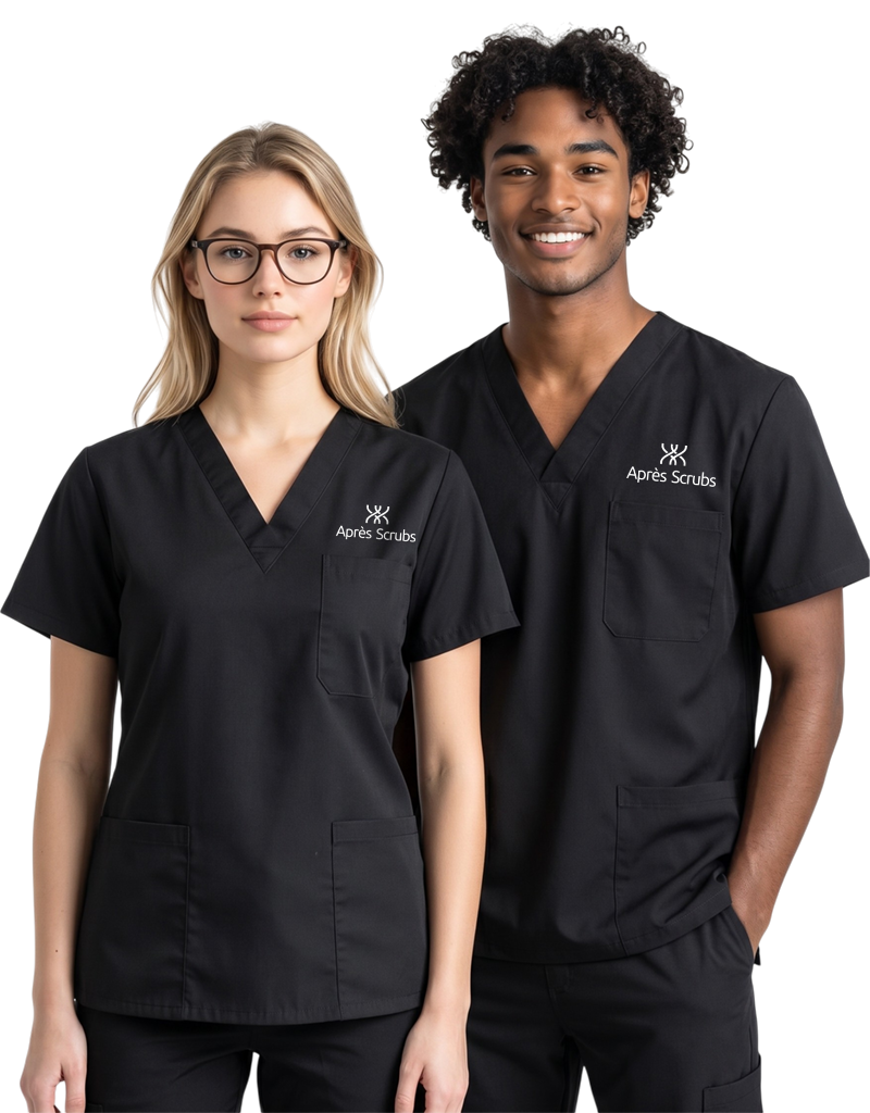 Apres Scrubs - Black Unisex Scrub Top