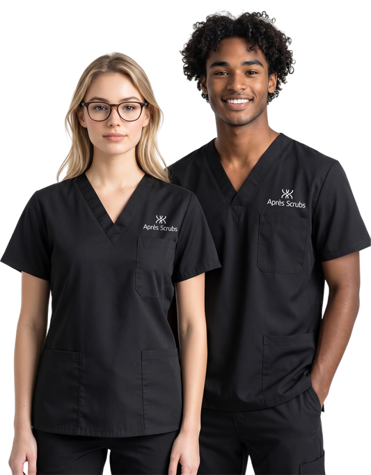 Apres Scrubs - Black Unisex Scrub Top
