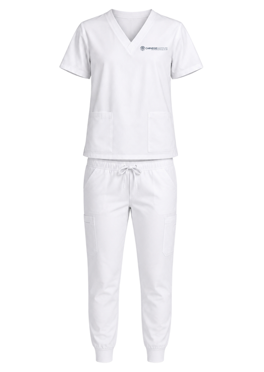 Carnegie Unisex White Scrub Set
