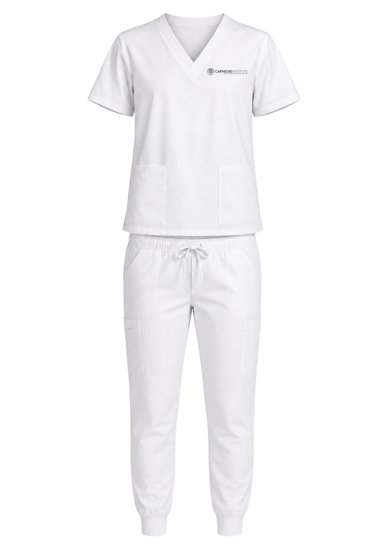 Carnegie Unisex White Scrub Set