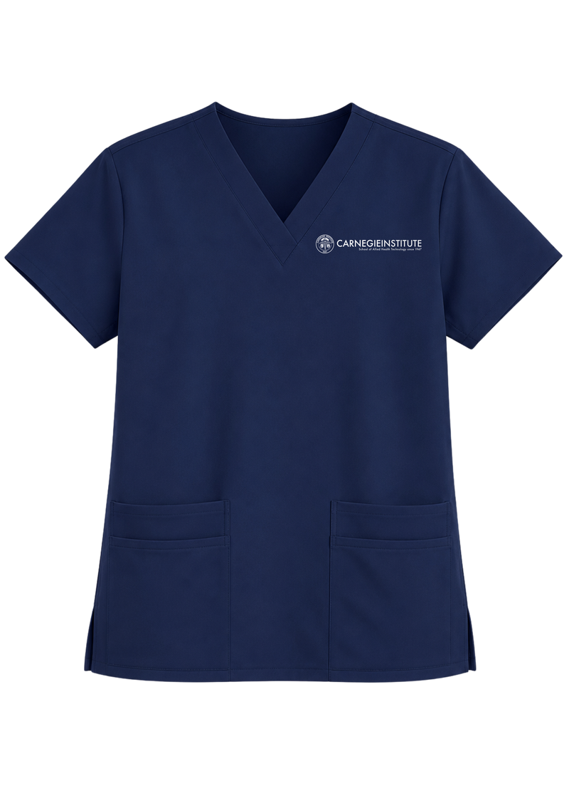 Carnegie Unisex Navy Blue Scrub Top