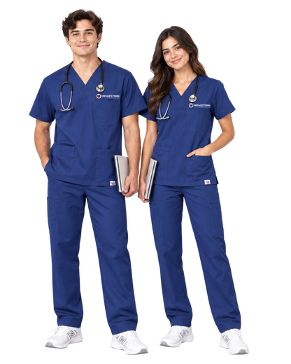 Midwestern Prior Uniform Unisex Scrub Top - Navy Blue
