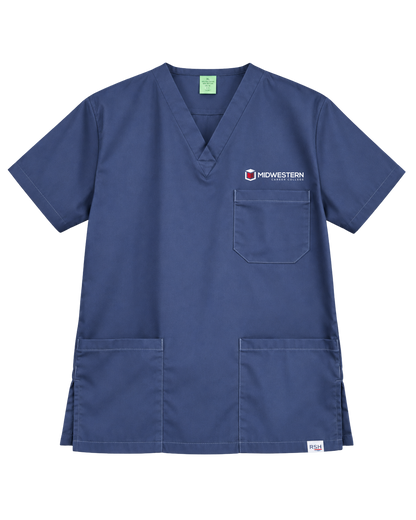Midwestern Prior Uniform Unisex Scrub Top - Navy Blue