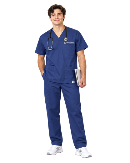 Midwestern Prior Uniform Unisex Scrub Top - Navy Blue