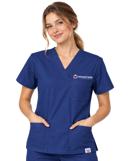 Midwestern Prior Uniform Unisex Scrub Top - Navy Blue