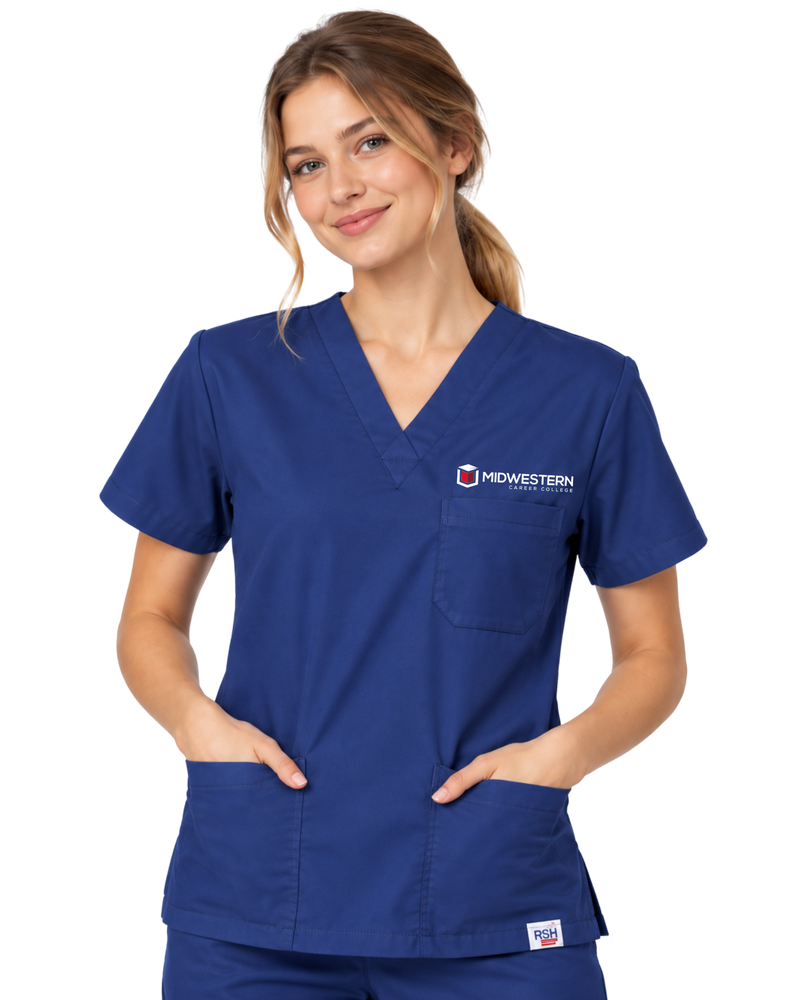 Midwestern Prior Uniform Unisex Scrub Top - Navy Blue