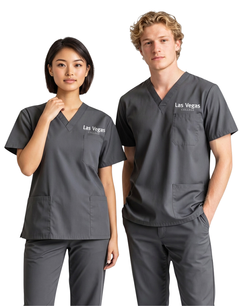 Las Vegas - Grey Unisex Scrub Top