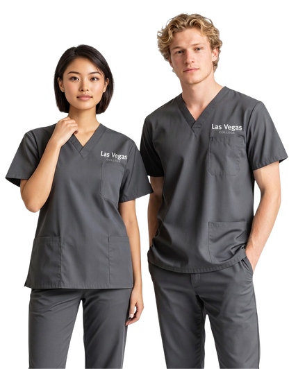Las Vegas - Grey Unisex Scrub Top