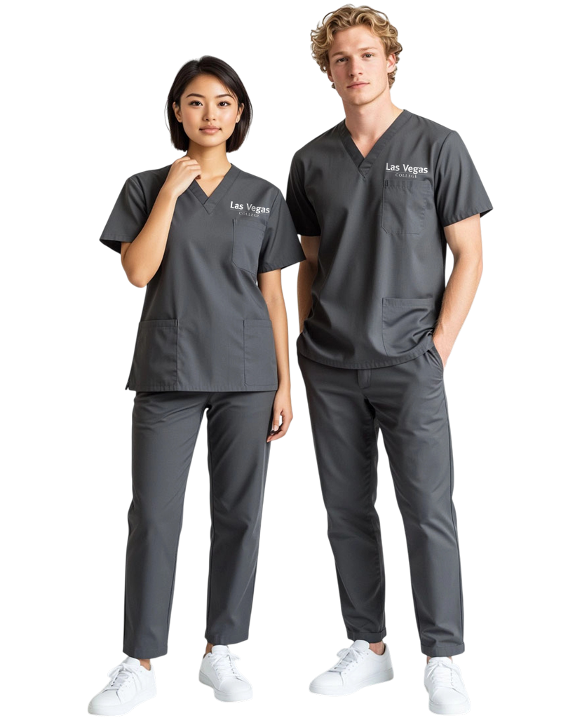 Las Vegas - Grey Unisex Scrub Top