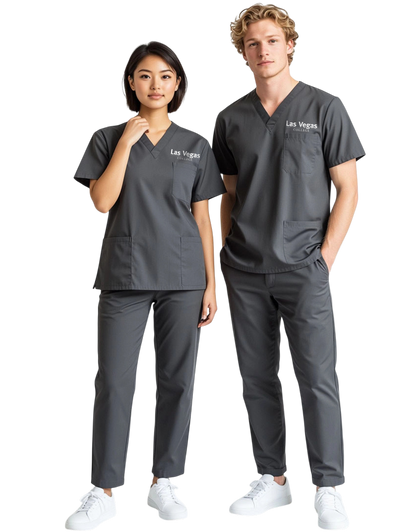 Las Vegas - Grey Unisex Scrub Top