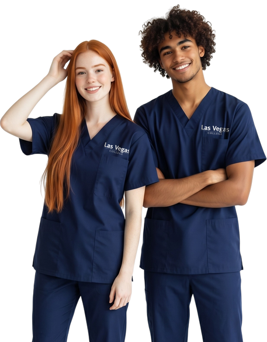 Las Vegas - Navy Blue Unisex Scrub Top