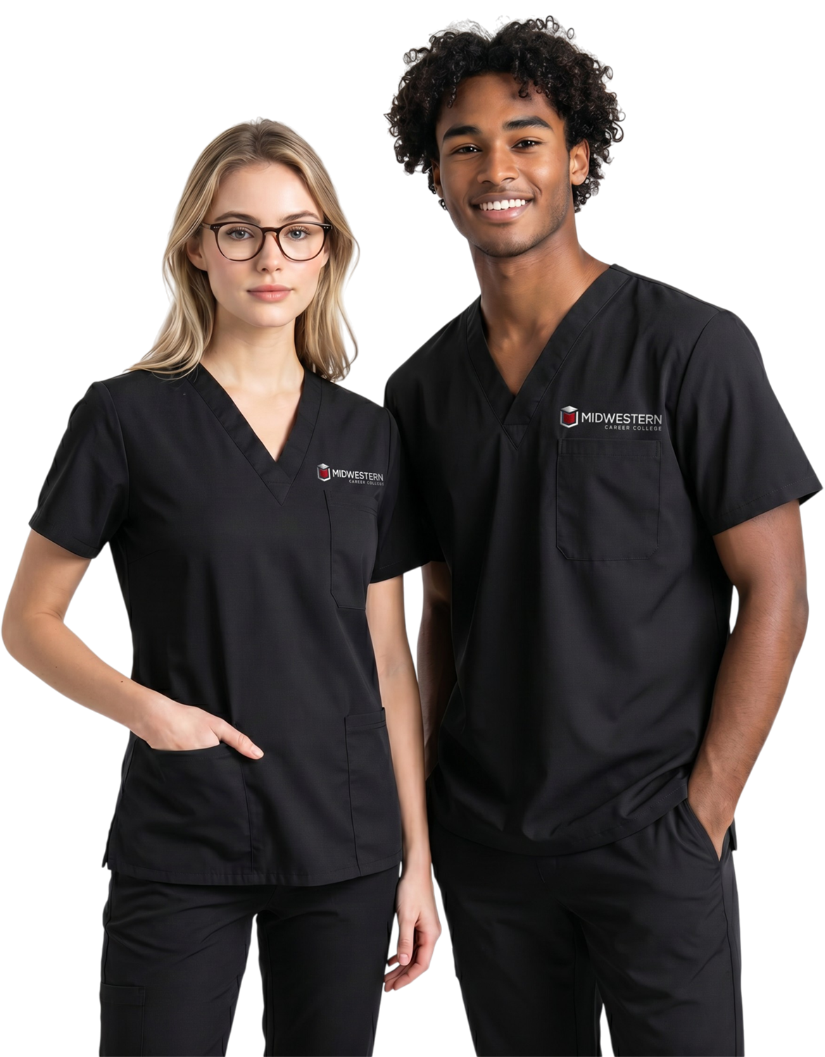 Midwestern Black Unisex Scrub Top - Clinical