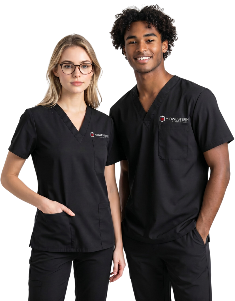 Midwestern Black Unisex Scrub Top - Clinical