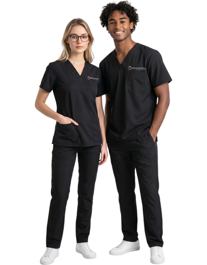 Midwestern Black Unisex Scrub Pants - Clinical