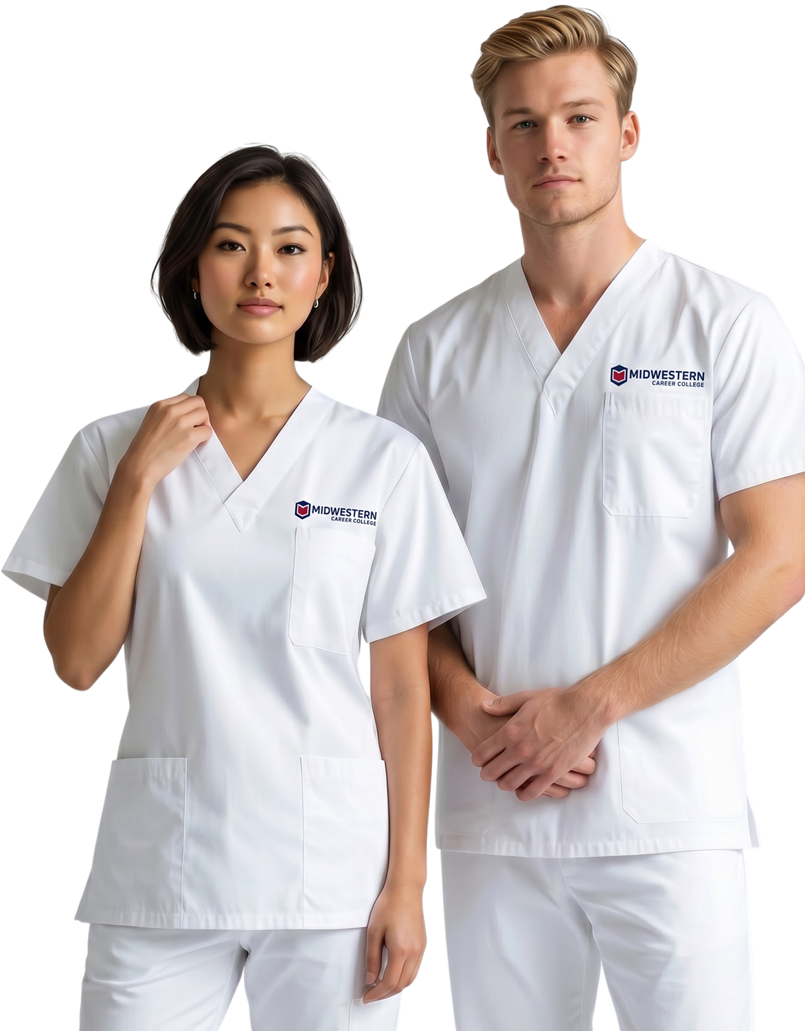 Midwestern White Unisex Scrub Top - Clinical