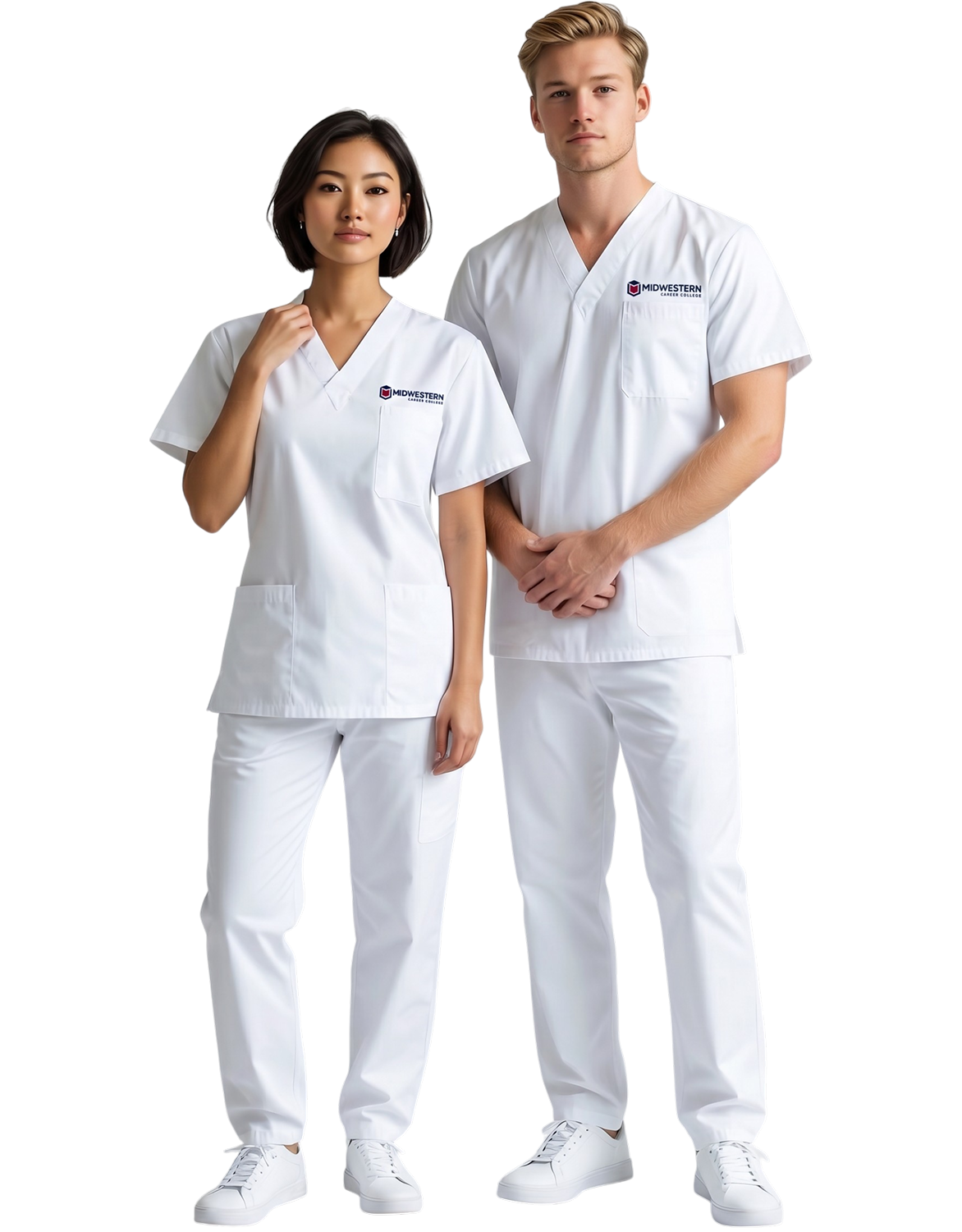 Midwestern White Unisex Scrub Top - Clinical