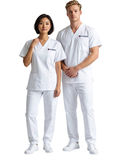 Midwestern White Unisex Scrub Top - Clinical