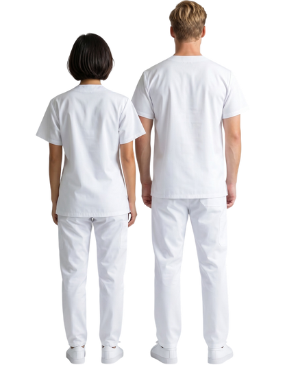 Midwestern White Unisex Scrub Top - Clinical