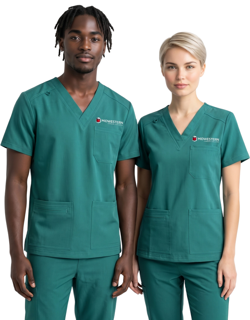 Midwestern Teal Unisex Scrub Top - Clinical