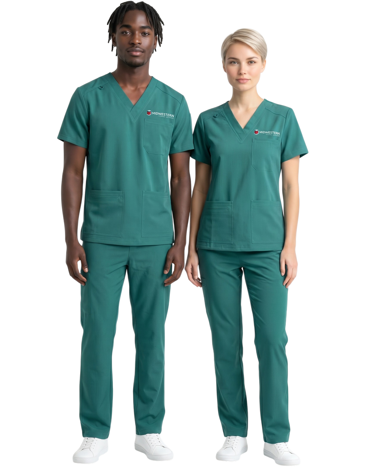 Midwestern Teal Unisex Scrub Top - Clinical