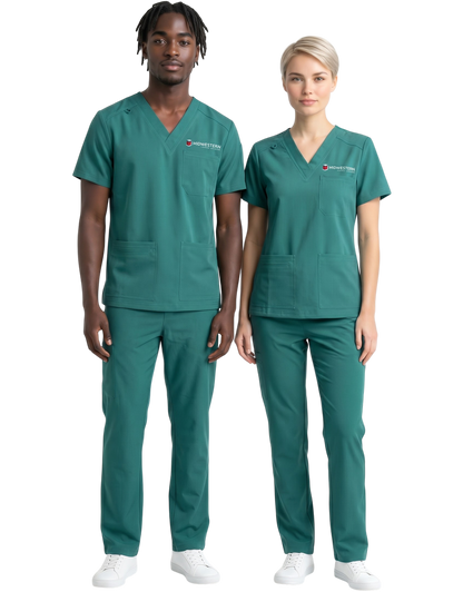 Midwestern Teal Unisex Scrub Top - Clinical
