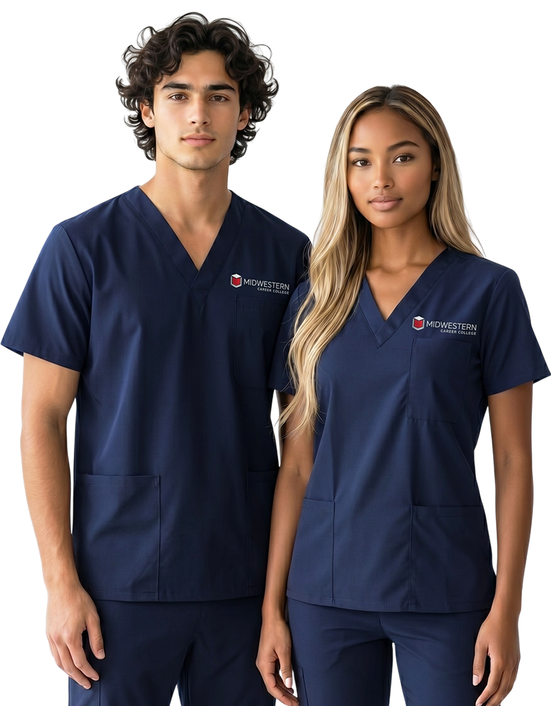 Midwestern - Vintage Navy Blue Unisex Scrub Top
