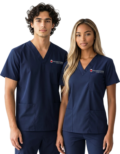 Midwestern - Vintage Navy Blue Unisex Scrub Top