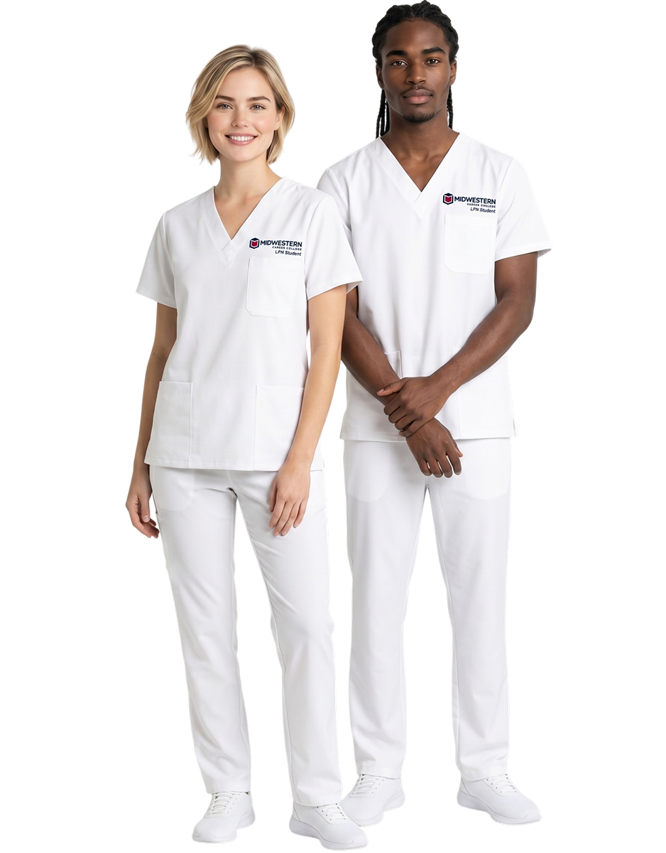 Midwestern White Unisex Scrub Top