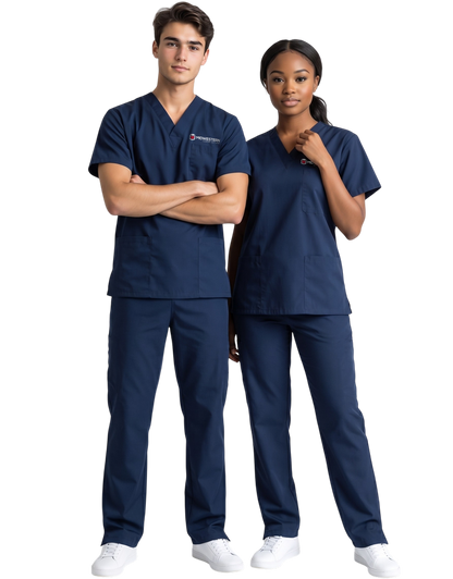 Midwestern Navy Blue Unisex Scrub Top