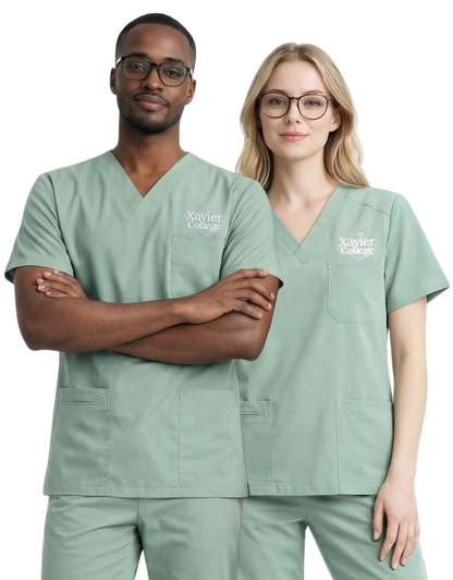 Xavier Olive Unisex Scrub Top