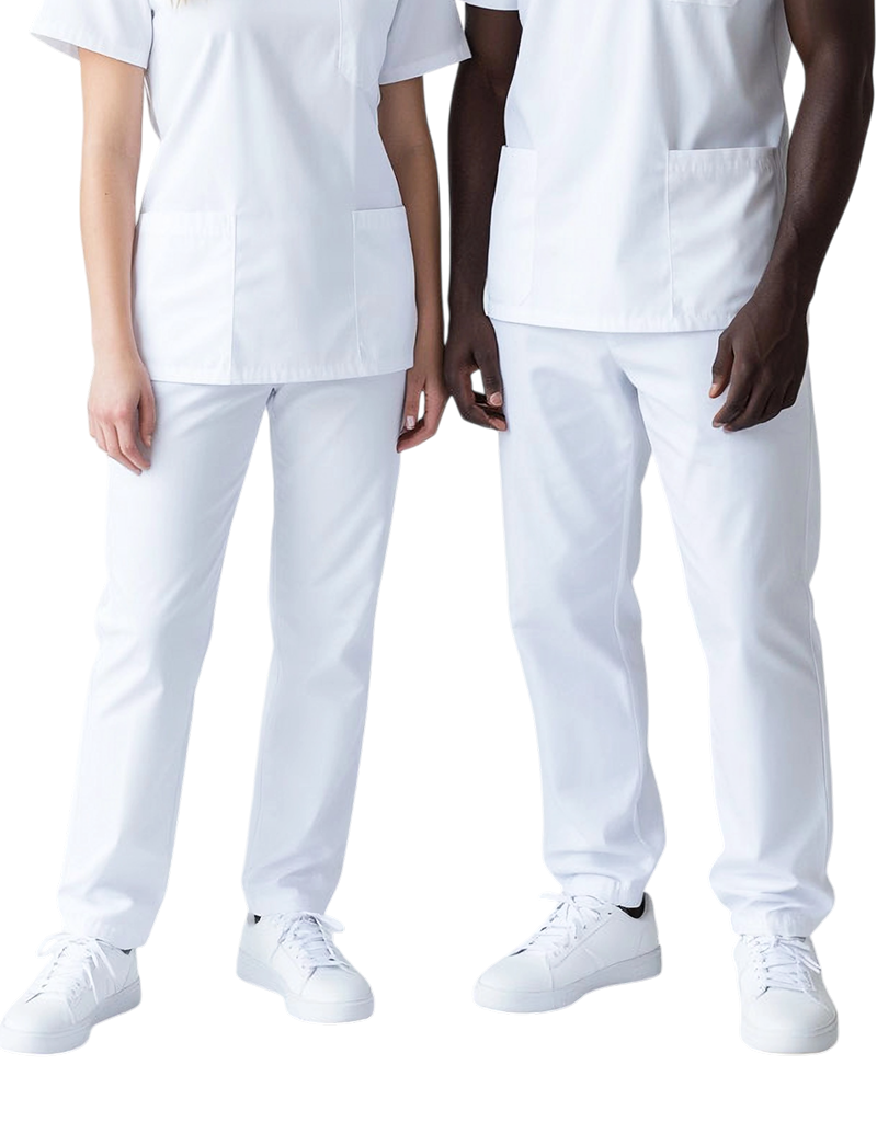 Xavier White Unisex Scrub Pants