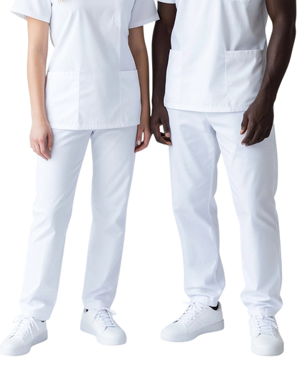 Xavier White Unisex Scrub Pants