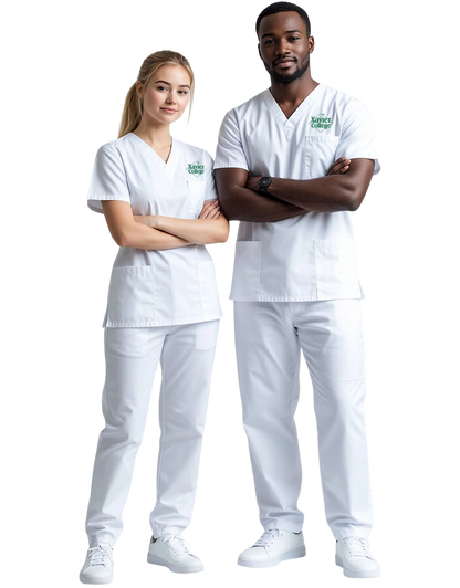 Xavier White Unisex Scrub Pants