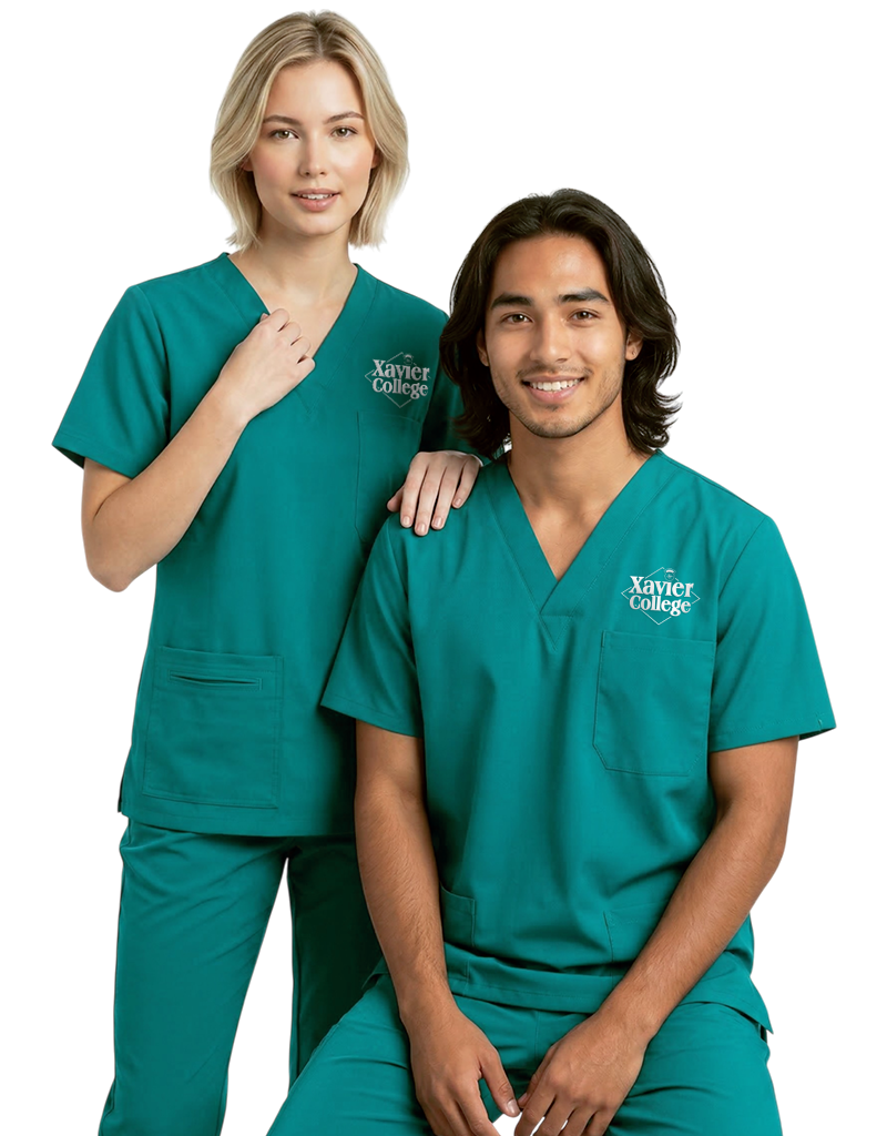 Xavier Teal Unisex Scrub Top