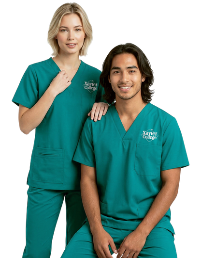 Xavier Teal Unisex Scrub Top