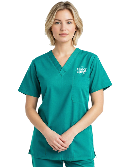 Xavier Teal Unisex Scrub Top