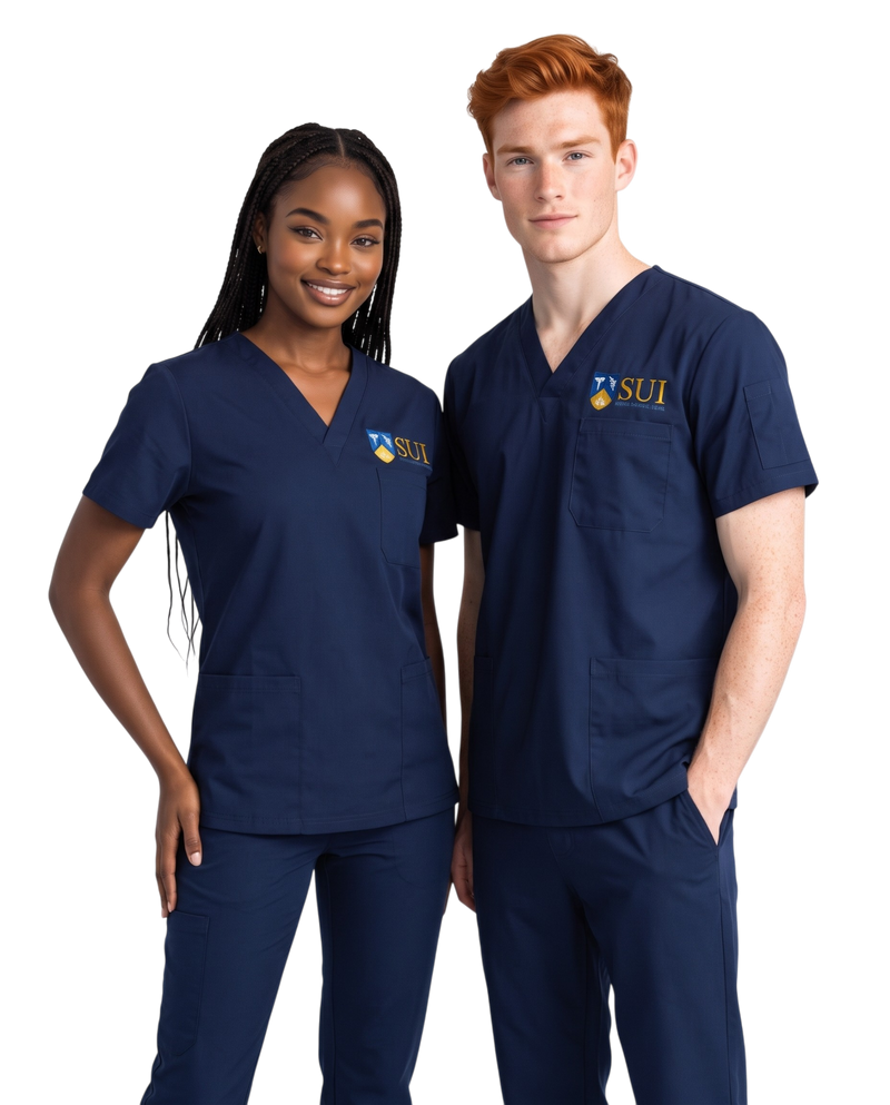 SUI Navy Blue Unisex Scrub Top