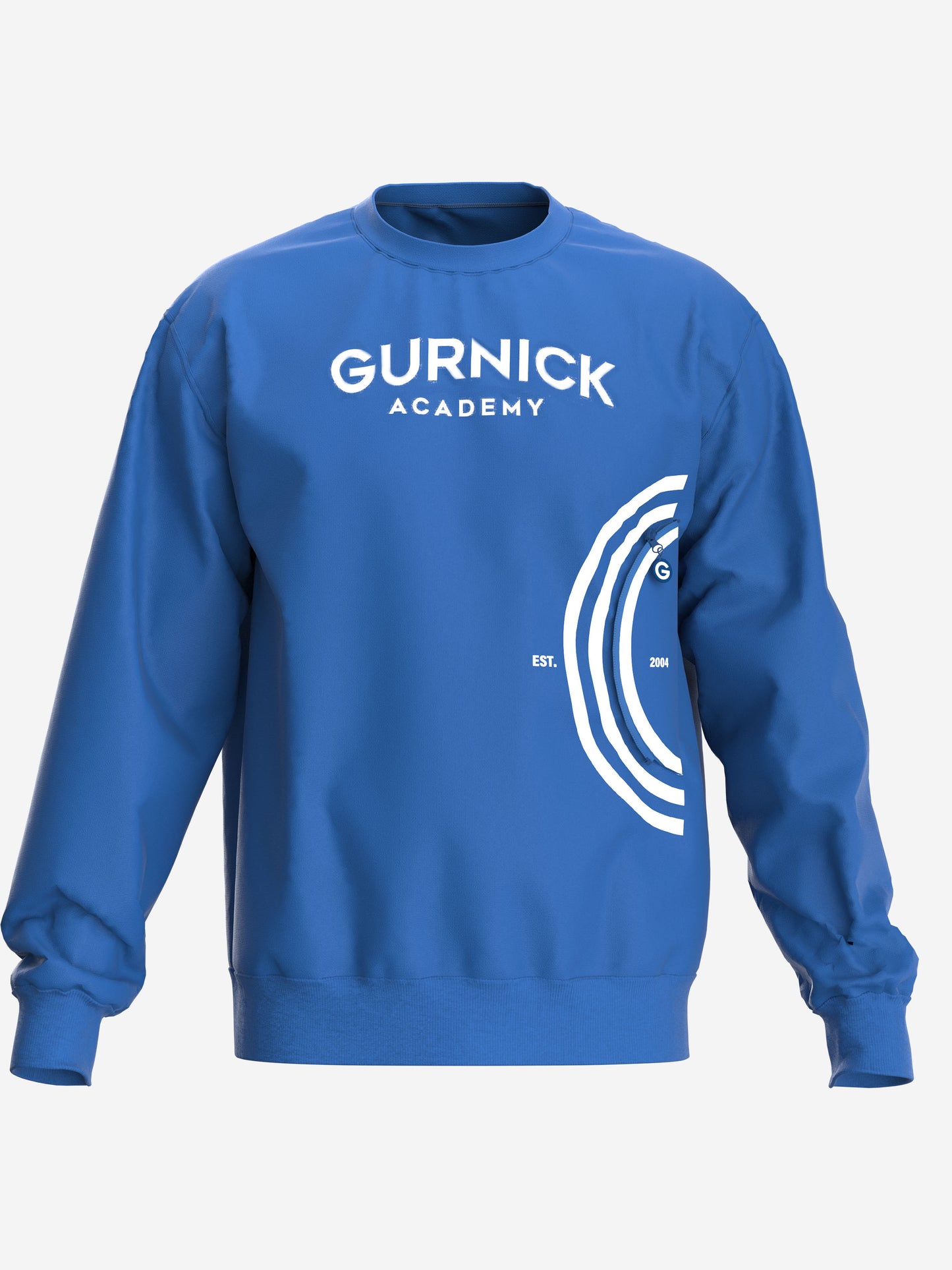 Gurnick Academy Blue Oversize Long-sleeve Crewneck with Zipped pocket